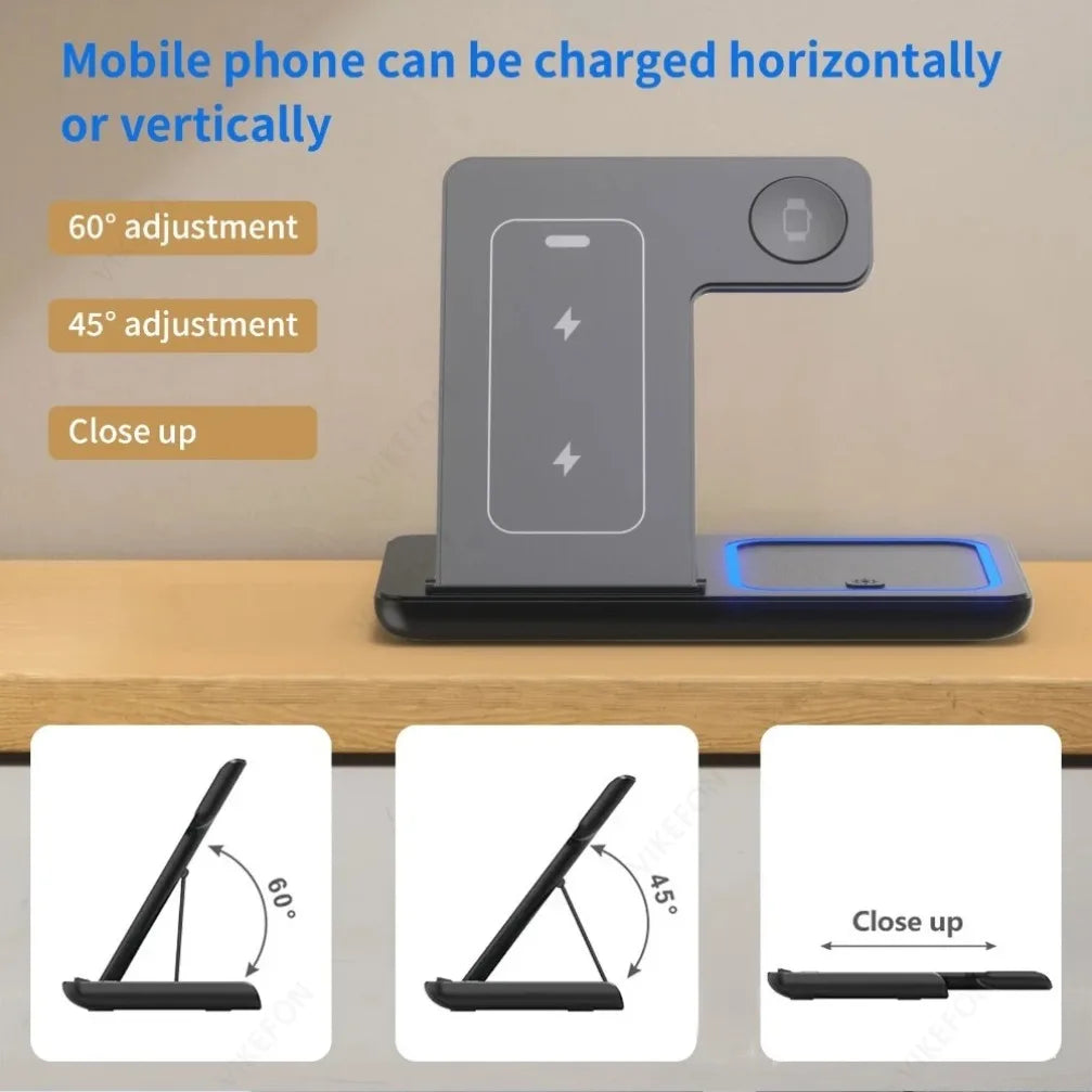 Station de Charge Sans Fil 3-en-1 Magnétique – Compatible iPhone, Apple Watch et AirPods