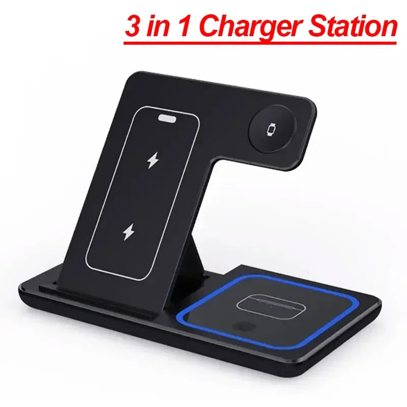 Station de Charge Sans Fil 3-en-1 Magnétique – Compatible iPhone, Apple Watch et AirPods